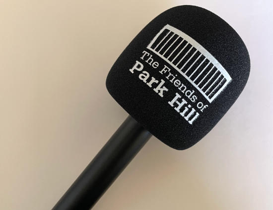 Image of a Friends of Park Hill branded microphone